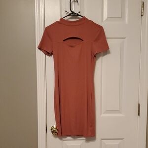 Elegant Rust Short Sleeve Dress